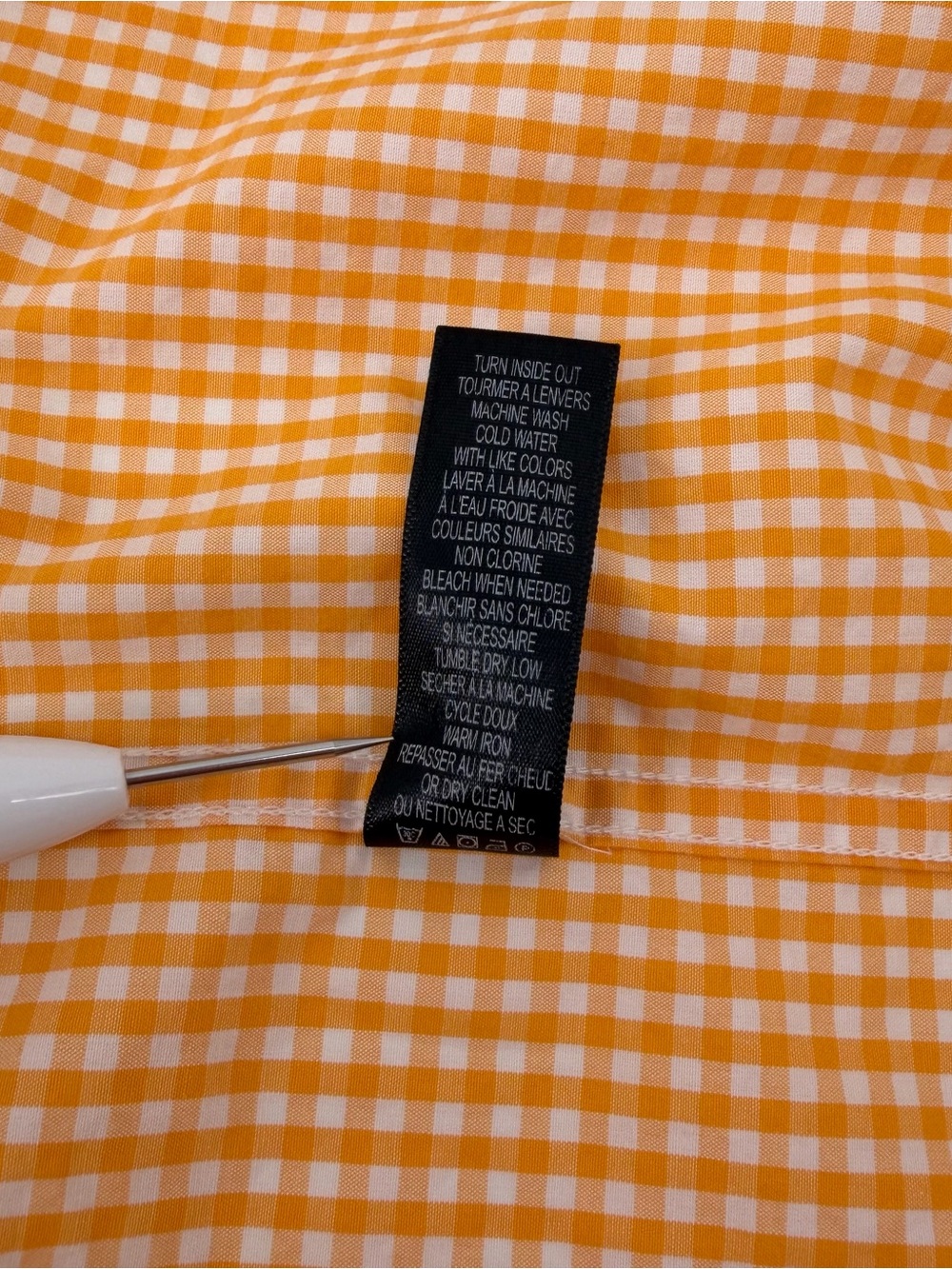 Cavi Men 4XL Shirt Short Sleeve Orange White Gingham Plaid Urban Streetwear Flaw - Picture 6 of 16